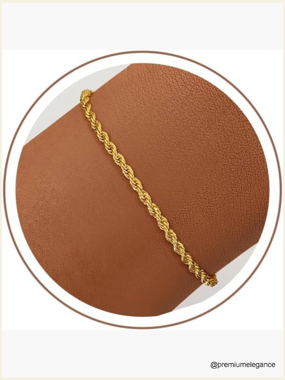 18K Gold Plated Sterling Silver 3mm Rope Bracelet Diamond Cut Chain